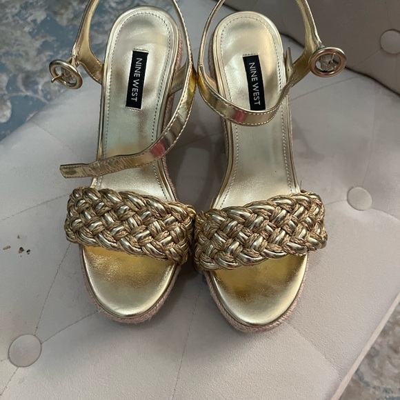 Nine West Metallic Gold Braided Sandals - Picture 1 of 2